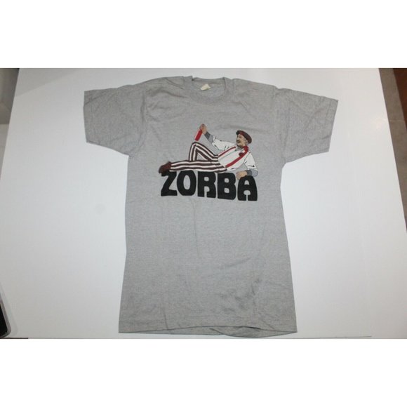 Vintage ZORBA Movie Promo T Shirt Size L 80s Tee Zorba The Greek Screen Stars